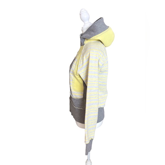 Lululemon Scuba Hoodie Colorblock Yellow Stripe Grey Size 6 - Picture 2 of 6